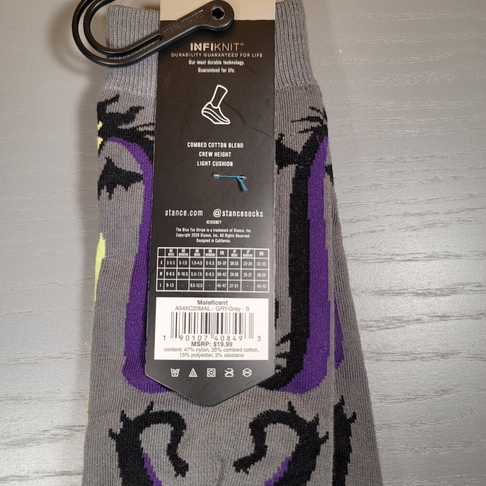 Stance Disney Villains Maleficent Casual Crew Socks Unisex Size Small Grey - Picture 5 of 5